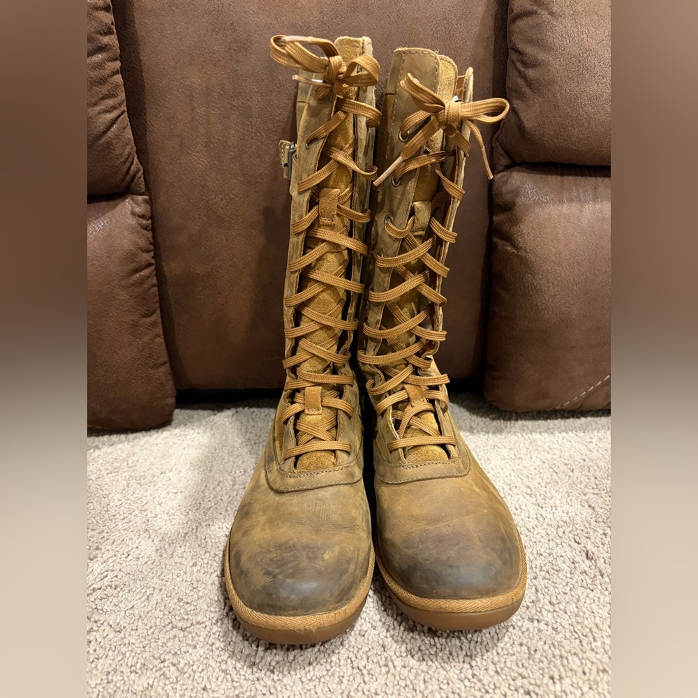 Ugg Brown Lace-Up Knee-High Boots